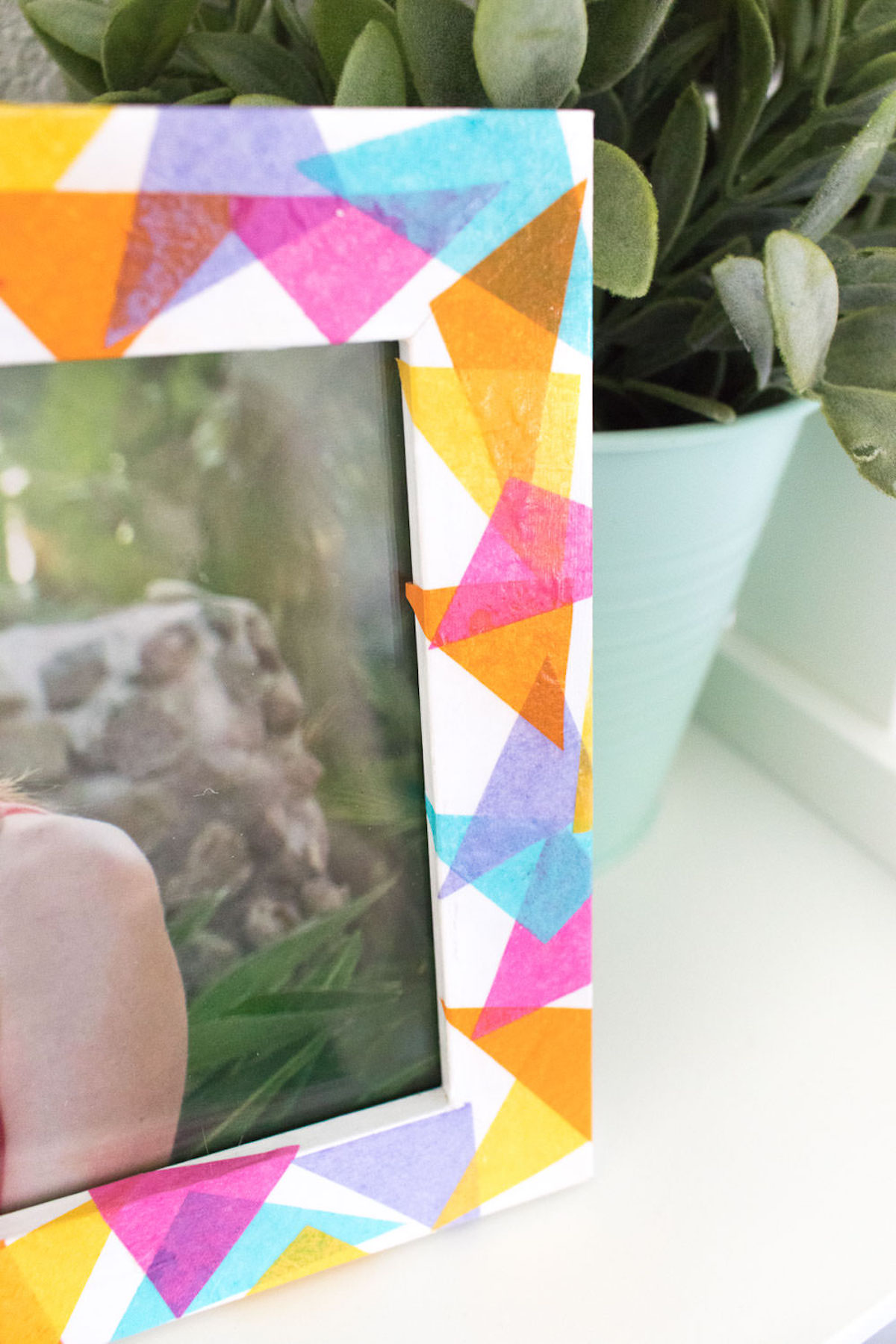 Mod Podge tissue paper frame