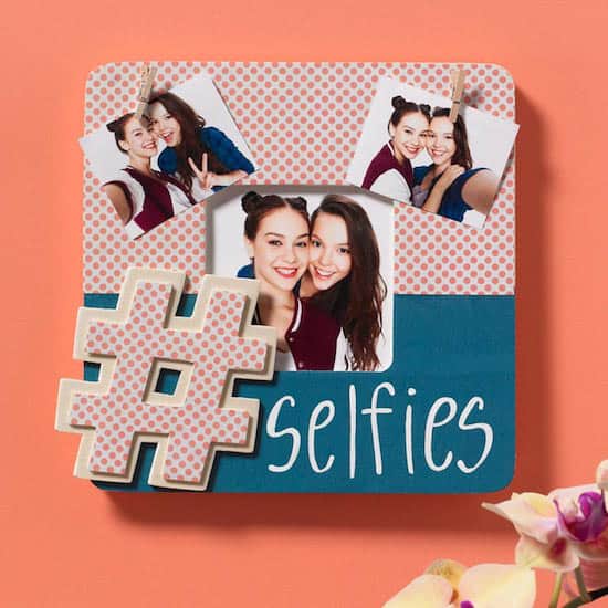 selfie themed wood picture frame