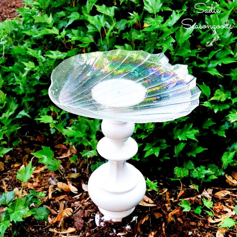 DIY Birdbath from a Vintage Lamp