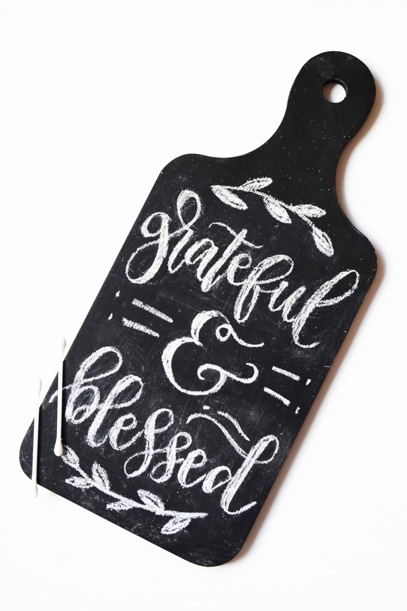 Cutting board coated with chalkboard paint