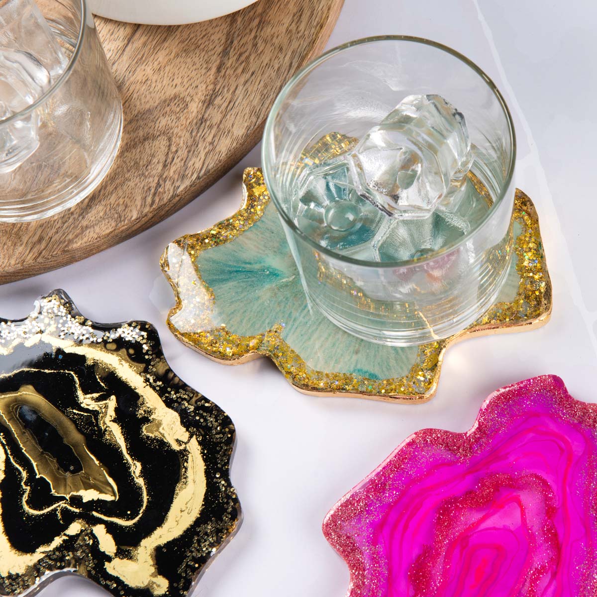 Mod Podge geode resin coasters