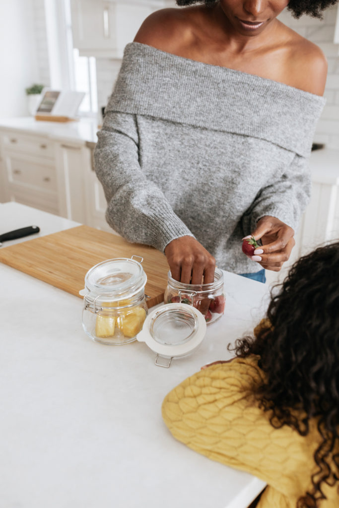 Decrease plastic usage by utilizing glass containers for food.