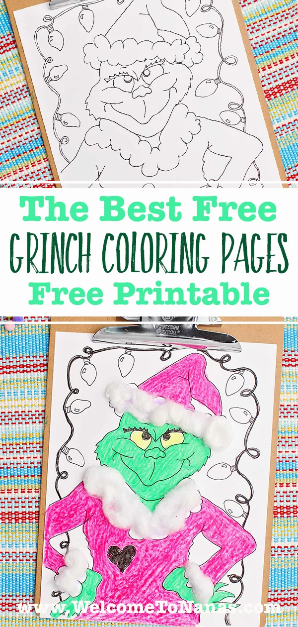 Individual drawing over pencil sketch of The Grinch using a sharpie marker.