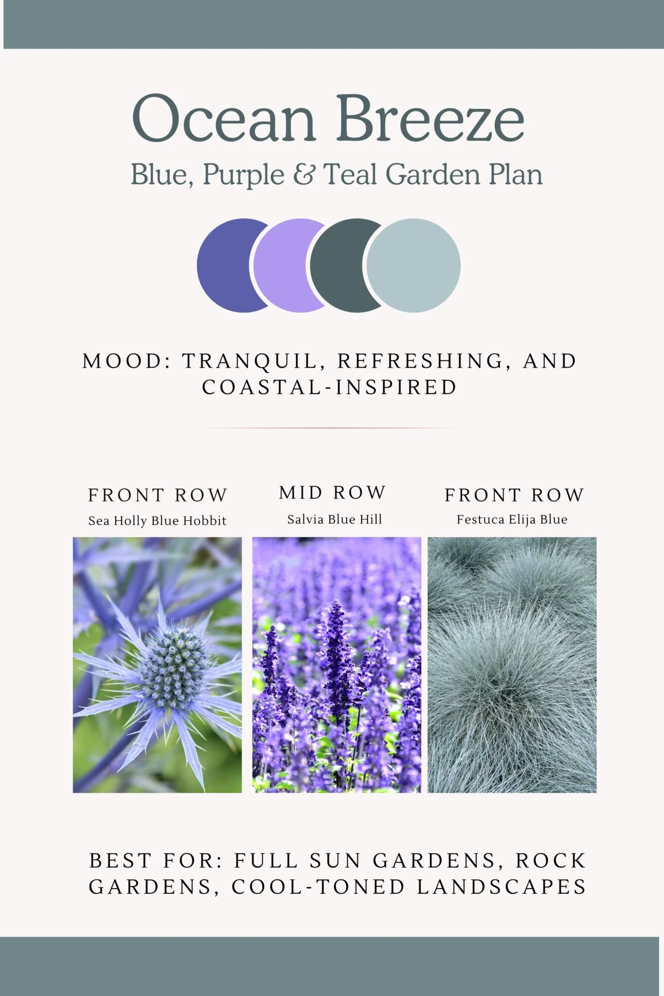 Infographic with cool toned violets, greens and teals for a tranquil and coastal inspired vibe.