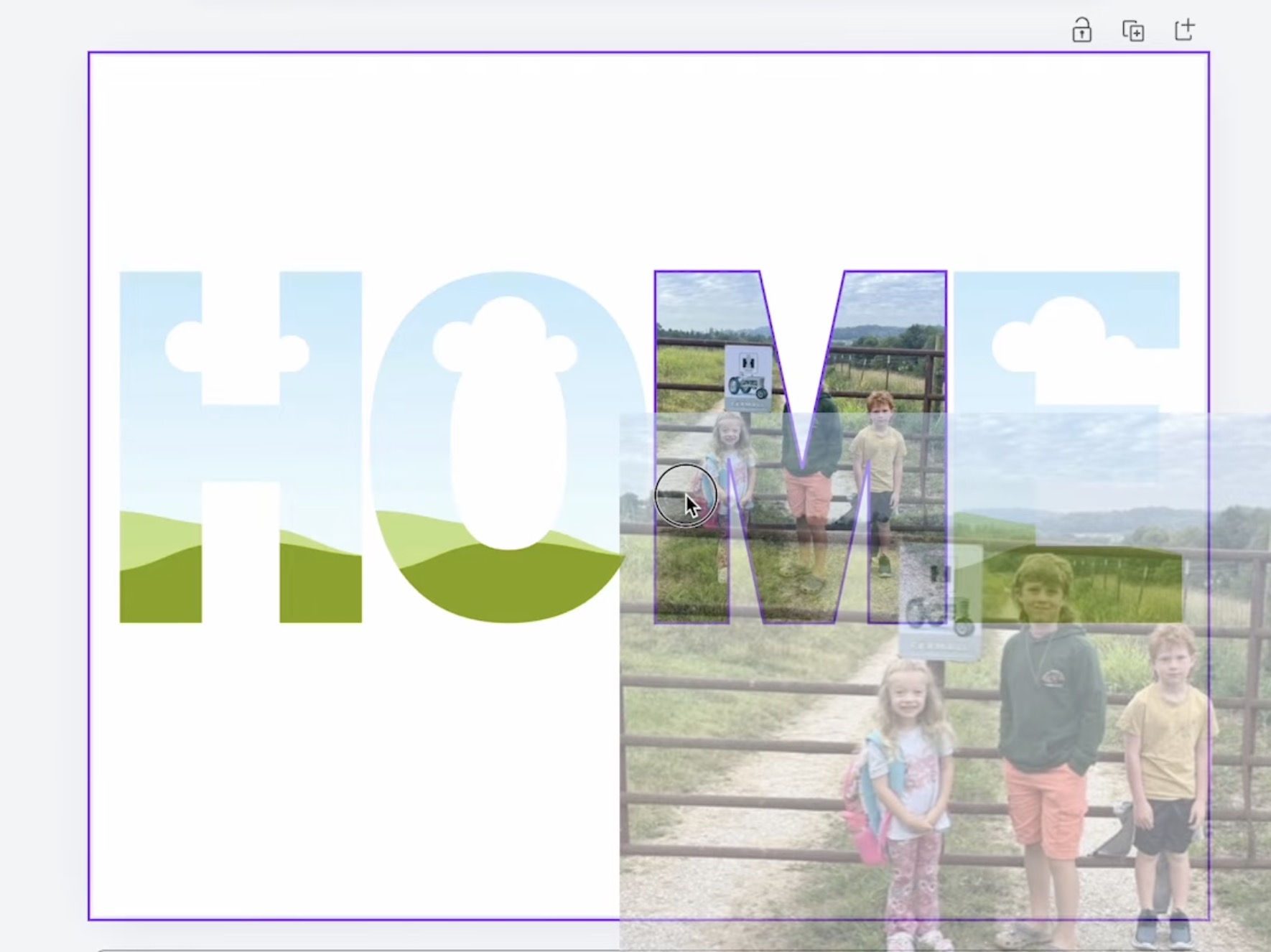 Drag photo to the letter frame.