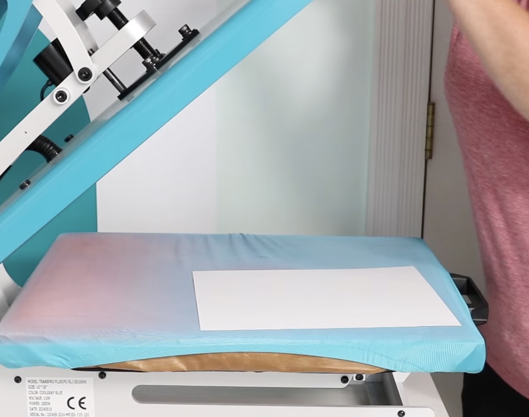 Insert copy paper into the heat press.