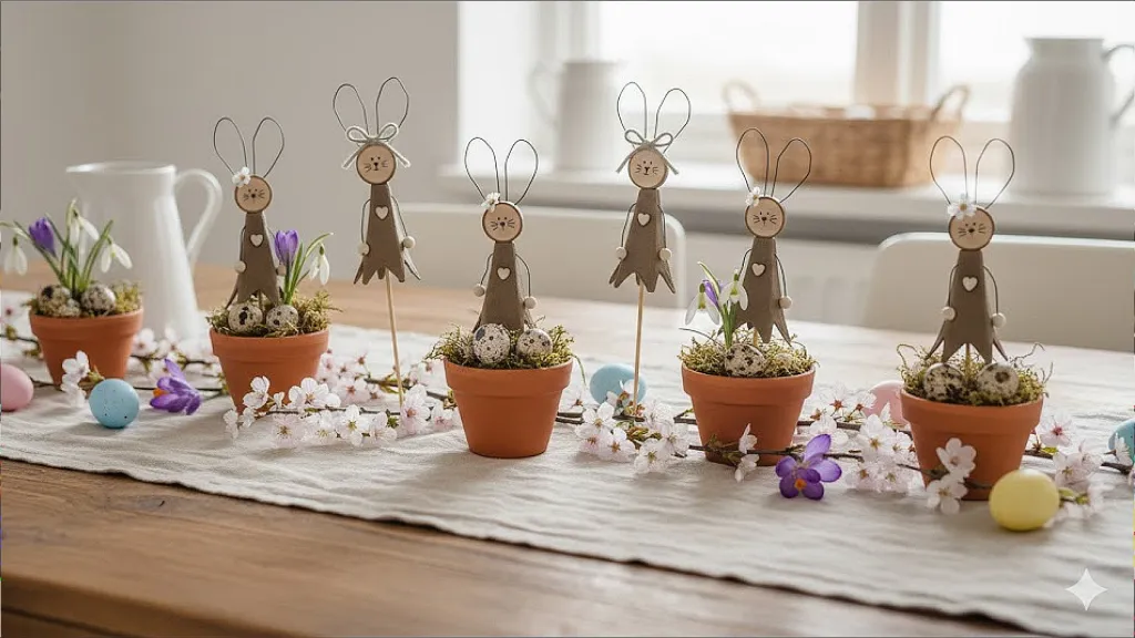 Bunny flower plug made from egg carton