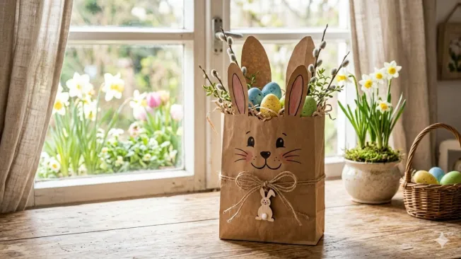 Bunny gift pouch made of greaseproof paper