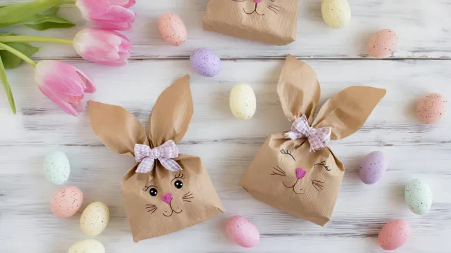 Easter rabbits crafted from coffee filters
