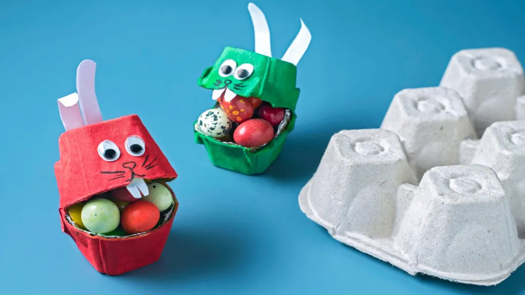 An Easter Bunny egg carton gift box.