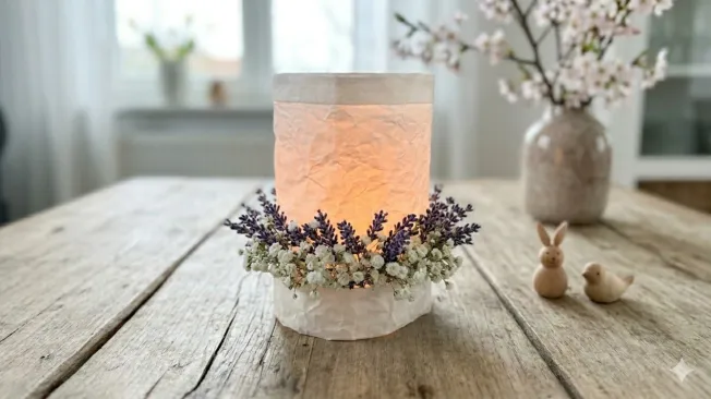 Floral lamp crafted from greaseproof paper